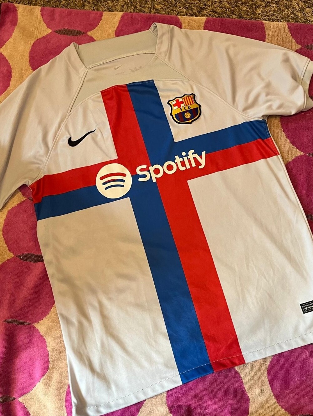 Nike White FC Barcelona Jersey with Red & Blue Cross FC Barcelona 2022/23